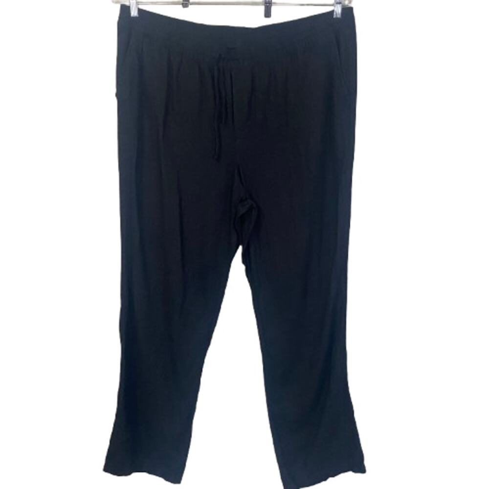 Old Navy Black Linen Blend Wide Leg Pant Drawstring Waist High Rise Sz XXL T